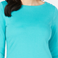 Charter Club Women's Boat-Neck Button-Shoulder Top Blue Size Small