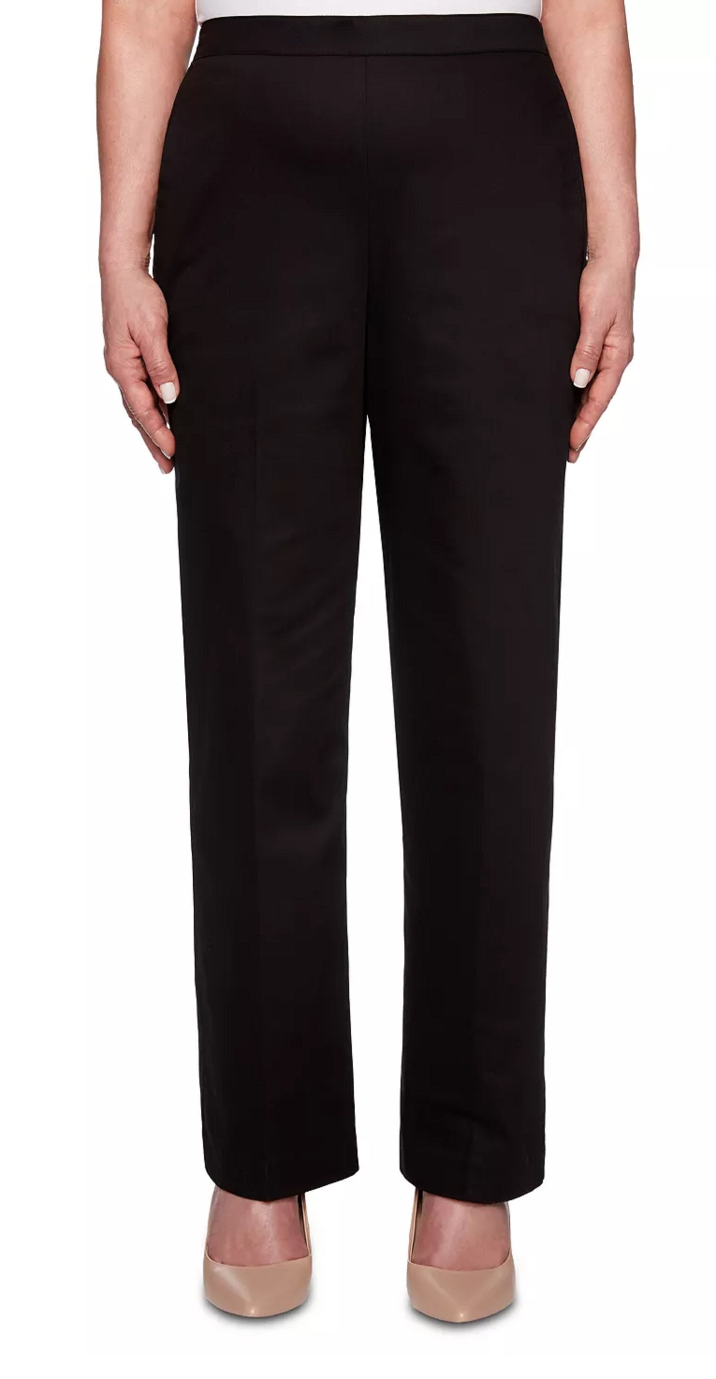 Alfred Dunner Women's Sateen Pull On Street Smart Pants Black Size 10P
