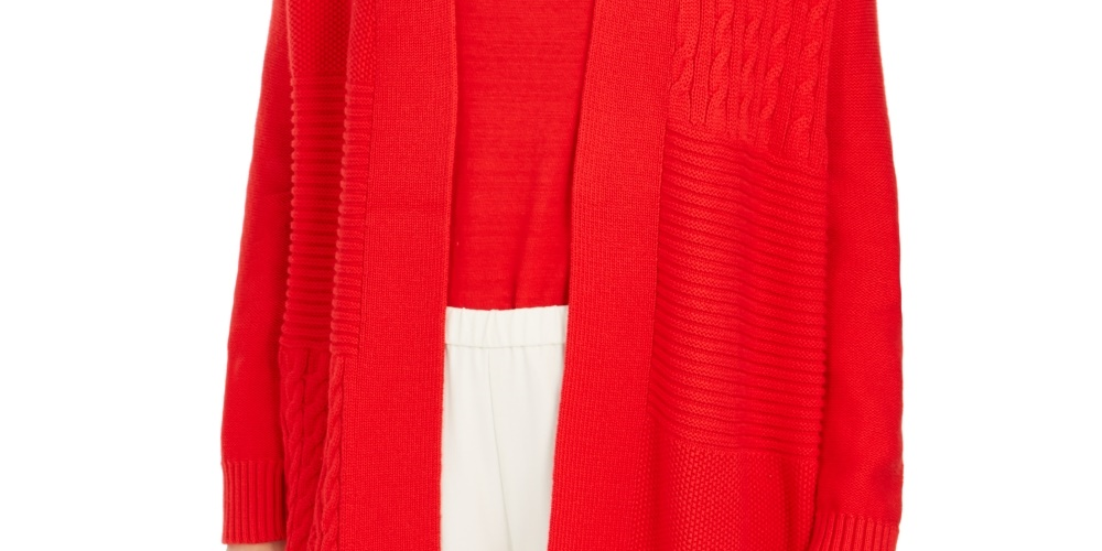 Charter Club Women's Petite Patchwork Cardigan Red Size PXL