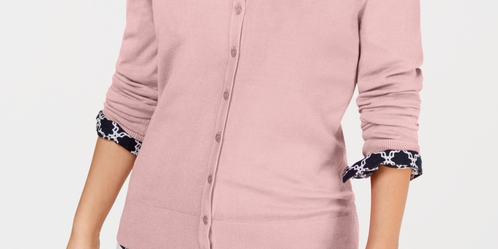 Charter Club Women's Long Sleeve Button Front Cardigan Pink Size X-Small