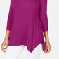 JM Collection Women's V-Neck Handkerchief-Hem Top Pink Size X-Small