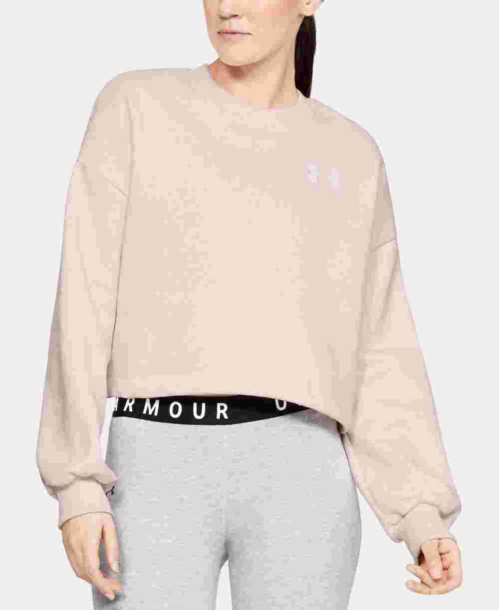 Under Armour Women's Rival Fleece Cropped Sweatshirt Pink Size Medium