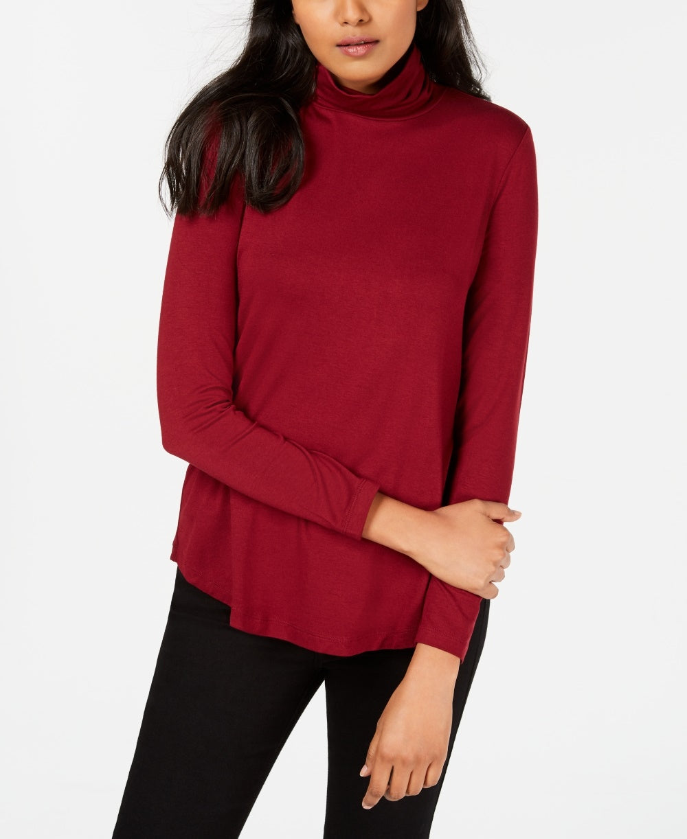 JM Collection Women's Turtleneck Top Red Size PL