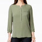 JM Collection Women's Pleated Back Blouse Red Size PL