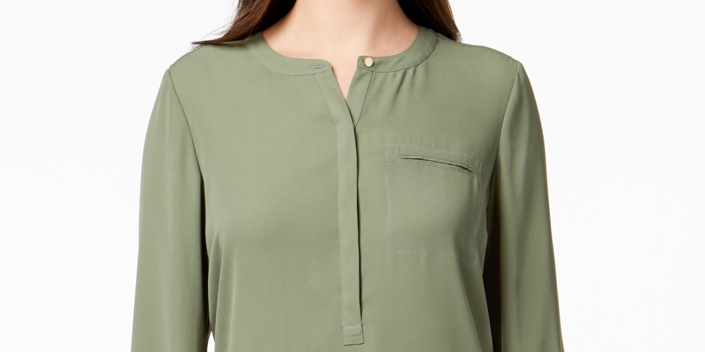 JM Collection Women's Pleated Back Blouse Red Size PL