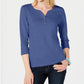 Karen Scott Women's Cotton Henley Top Blue Size Small