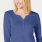 Karen Scott Women's Cotton Henley Top Blue Size Small