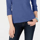 Karen Scott Women's Cotton Henley Top Blue Size Small