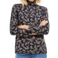 Karen Scott Women's Printed Turtleneck Top Black Size Medium
