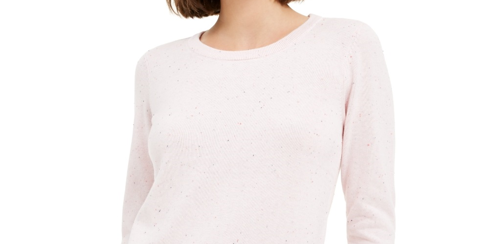 Maison Jules Women's Flecked Sweater Pink Size Large