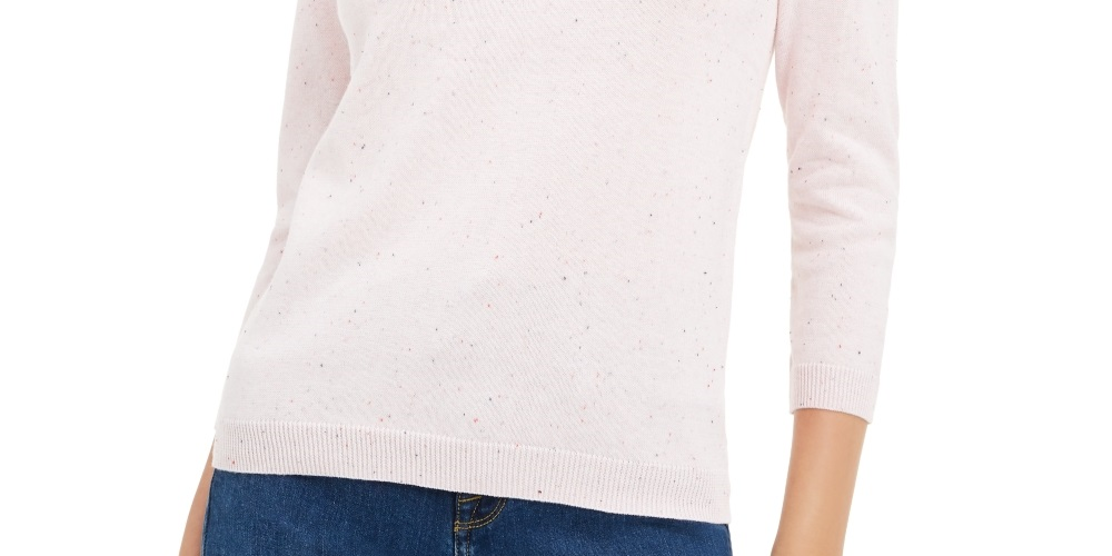 Maison Jules Women's Flecked Sweater Pink Size Large