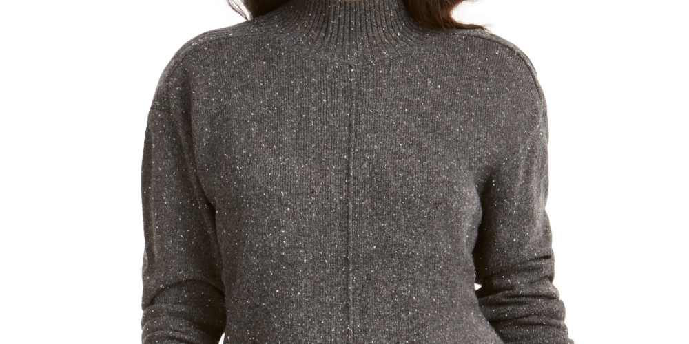 Karen Scott Women's Mock Neck Shimmer Sweater Gray Size X-Small