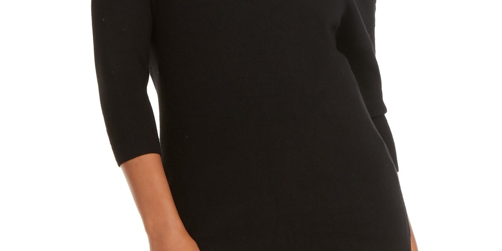 Thalia Sodi Women's Asymmetric-Shoulder Sweater Black Size Large