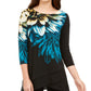 Alfani Women's Bold Floral Blouse Black Size PL