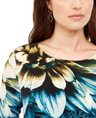 Alfani Women's Bold Floral Blouse Black Size PL