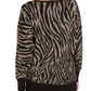 JM Collection Women's Jacquard Zebra Print Sweater Black Size Medium