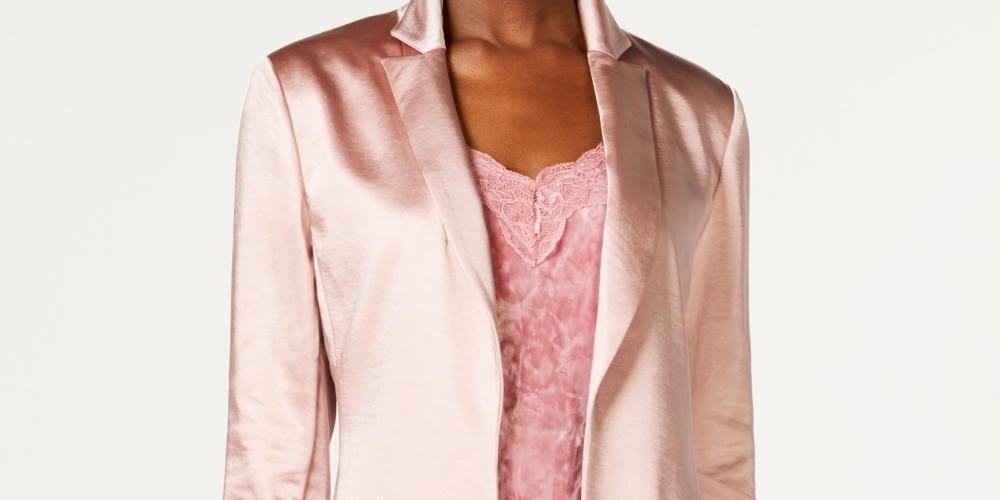 INC International Concepts Women's Petite Classic Fit Blazer Pink Size Small