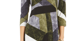 Alfani Women's Printed Swing Top Green Size PXL