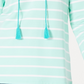 Charter Club Women's Striped Tasseled Hoodie Blue Size X-Large