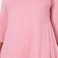 JM Collection Women's V-Neck Handkerchief-Hem Top Pink Size Large