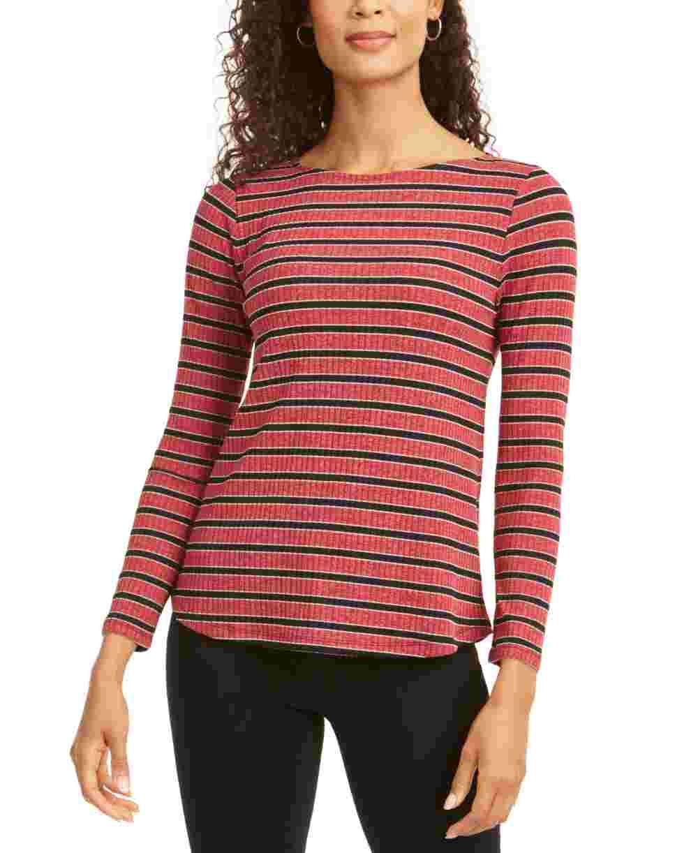 Charter Club Women's Heather Long-Sleeve Top Wine Size X-Large