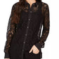Charter Club Women's Lace Button Down Top Black Size Large
