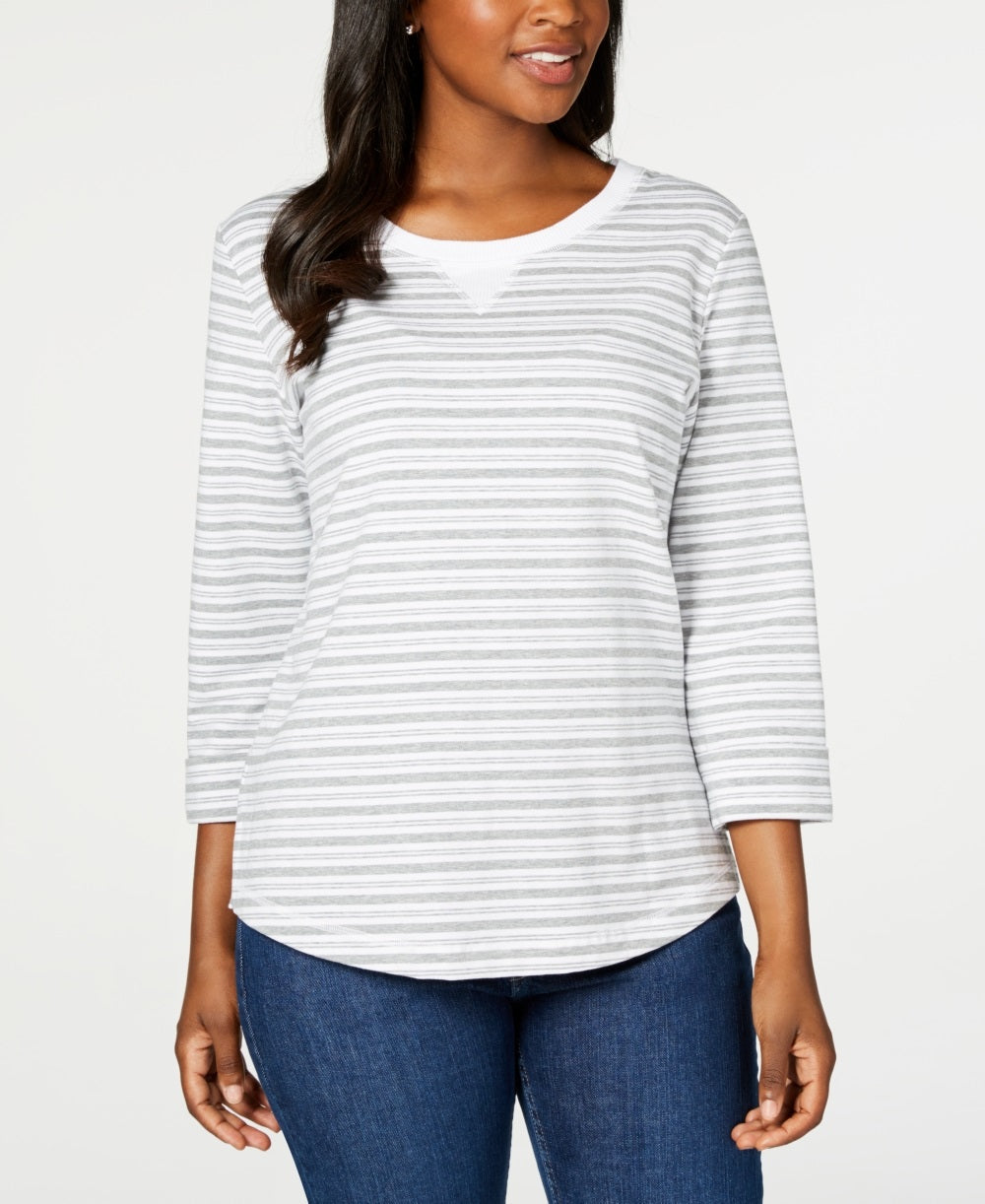 Karen Scott Women's Sport Zoe Sweatshirt Gray Size Small