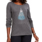 Karen Scott Women's Cotton Holiday Print T-Shirt Charcoal Size Small