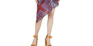 BCBGeneration Women's Printed Cold Shoulder Cocktail Dress Red Size Medium