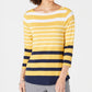 Charter Club Women's Pima Cotton Button Shoulder Stripe Top Yellow Size Large