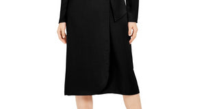 Alfani Women's Petite Hardware Faux-Wrap Dress Black Size 10 Petite