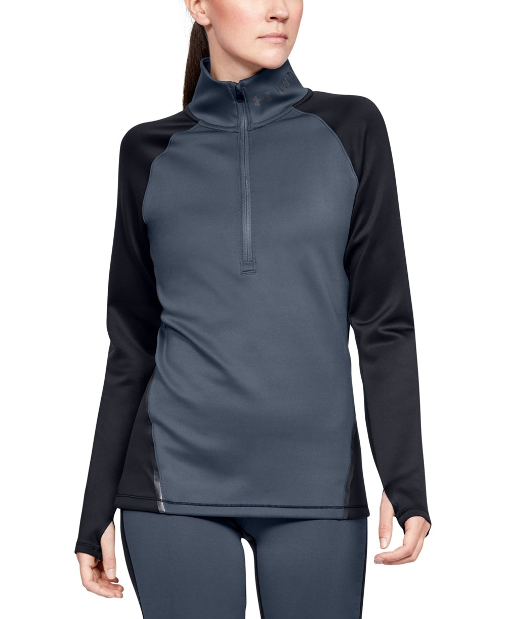 Under Armour Women's Coldgear Armour Color Block Half Zip Pullover Black Size Medium