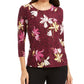 JM Collection Women's Printed Jacquard Top Purple Size Small