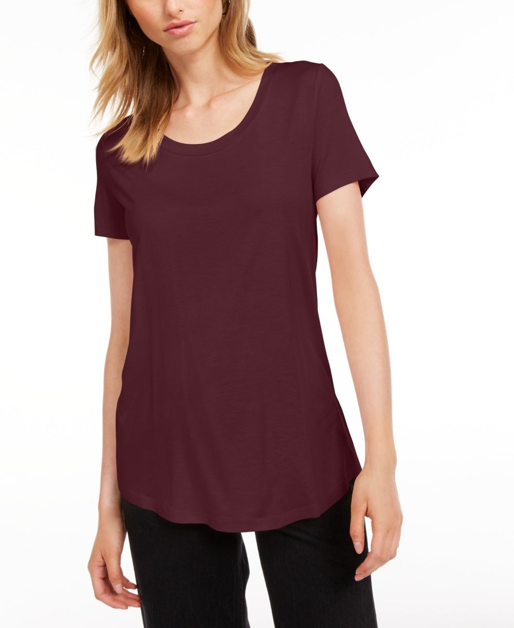Maison Jules Women's Scoop Neck T Shirt Purple Size Medium