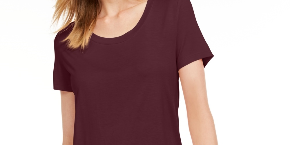 Maison Jules Women's Scoop Neck T Shirt Purple Size Medium