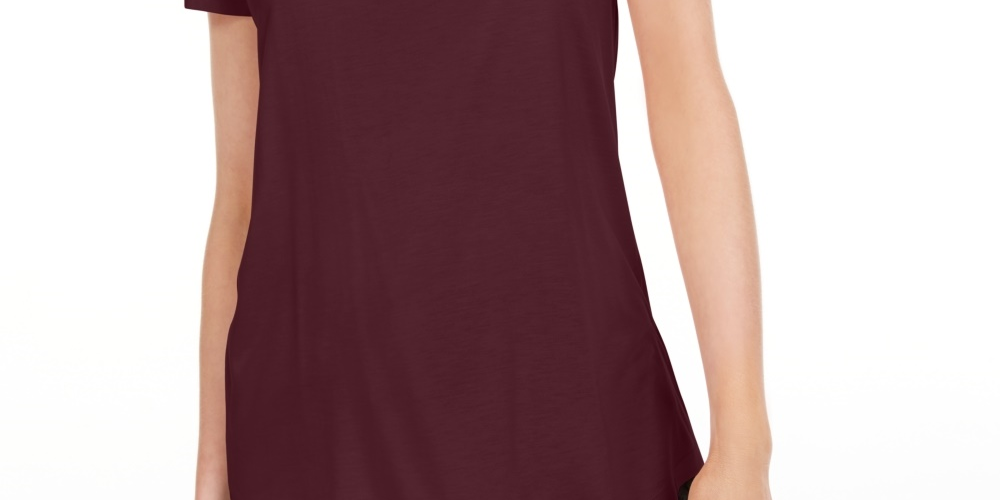 Maison Jules Women's Scoop Neck T Shirt Purple Size Medium