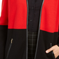 Charter Club Women's Faux Leather Trim Colorblock Cardigan Red Size Petite Medium