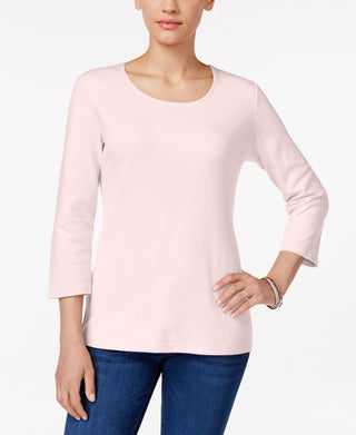 Karen Scott Women's Scoop-Neck Top Pink Size Small