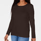 Karen Scott Women's Satin Trim Scoop Neck Top Black Size X-Small