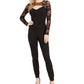 GUESS Women's Sheer Sleeve Cut-Out Jumpsuit Black Size Medium