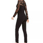 GUESS Women's Sheer Sleeve Cut-Out Jumpsuit Black Size Medium
