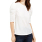 Leyden Women's Crushed Velvet Puff-Sleeve Top White Size Large