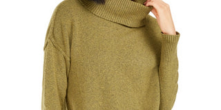 Bar III Women's Becca Tilley X Turtleneck High Low Sweater Green Size XX-Large