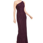 Adrianna Papell Women's Purple Lace Zippered Sleeveless Asymmetrical Neckline Maxi Sheath Evening Dress Purple Size 8