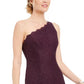 Adrianna Papell Women's Purple Lace Zippered Sleeveless Asymmetrical Neckline Maxi Sheath Evening Dress Purple Size 8