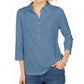 Charter Club Women's Supima Cotton 3/4-Sleeve Polo Blue Size Small