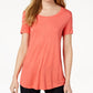 Maison Jules Women's Scoop-Neck T-Shirt Orange Size XX-Large