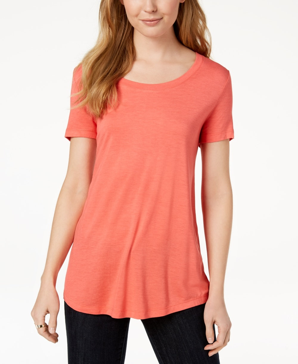 Maison Jules Women's Scoop-Neck T-Shirt Orange Size XX-Large