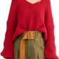 Free People Women's All Day Long Sweater Red Size M