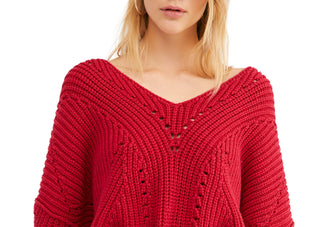 Free People Women's All Day Long Sweater Red Size M